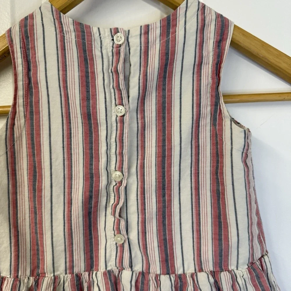 Gap Girls Striped Cotton Dress Eyelet Embroidery Sundress Preppy‎ Size 4